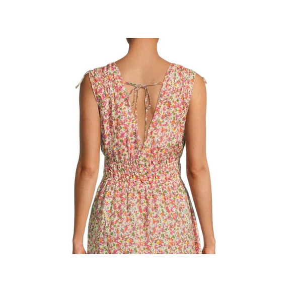 Time and Tru Womens V-Neck Smocked Midi Dress Ditsy Blush Sz XXXL (22) Pullover - Picture 4 of 6